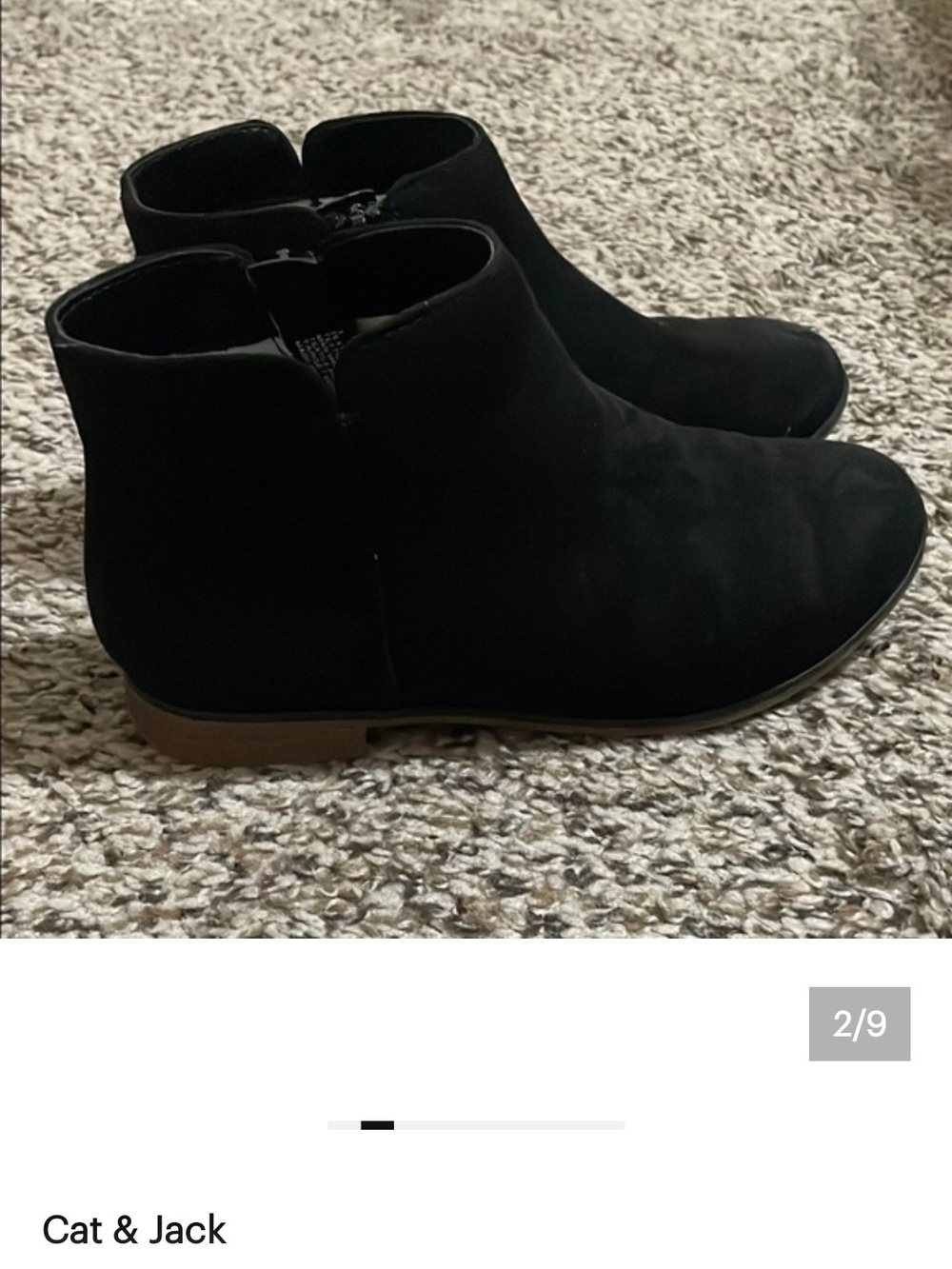 Cat & Jack Little Girls Size 10 Black Suede Ankle Boots
